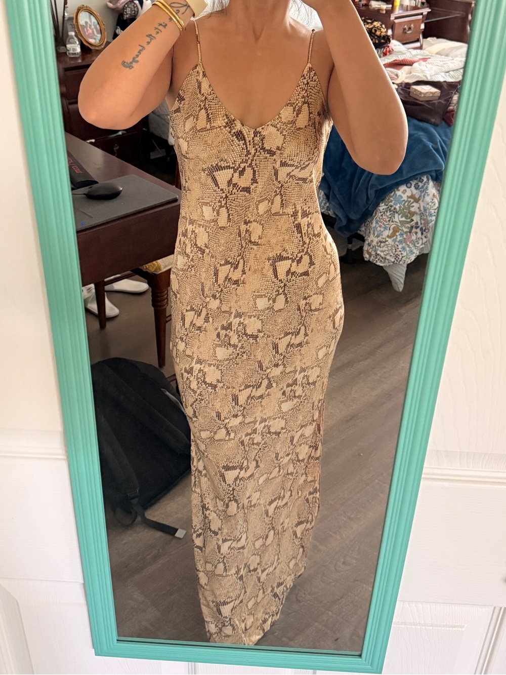Women's 100% Silk Snakeskin Printed Dress | Banana Republic - Picture 7 of 7